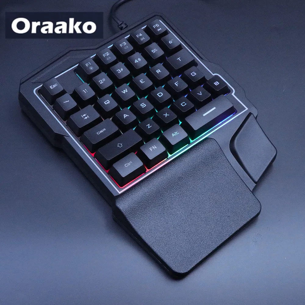 One Handed Gaming Keyboard Three Clour Light Cheap Gaming Keyboard Black Mini Gaming Keyboard