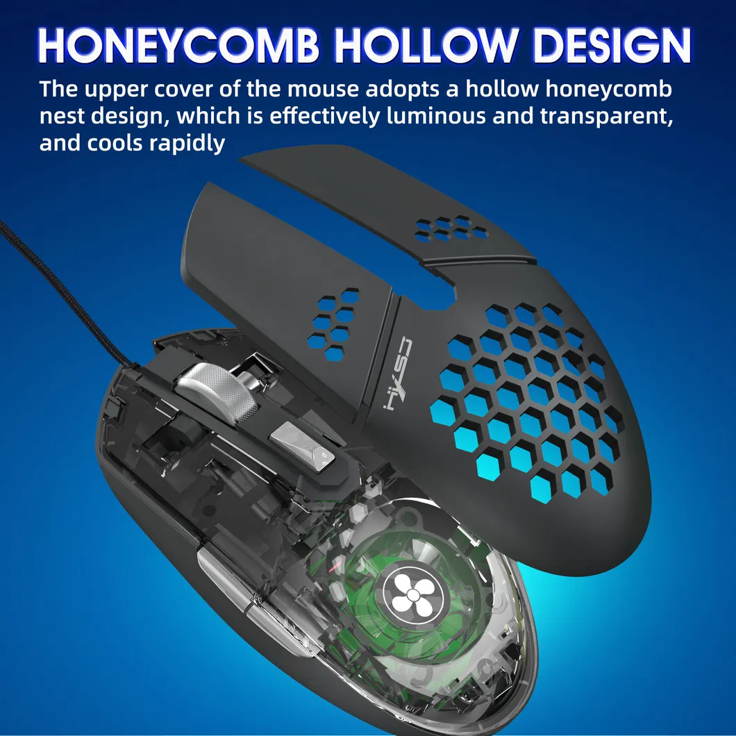 Optical Game USB Hollow Mouse Honeycomb Luminous Wired Mouse for PC Gamer