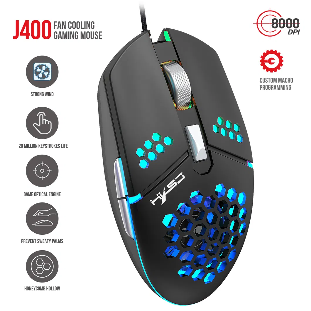Optical Game USB Hollow Mouse Honeycomb Luminous Wired Mouse for PC Gamer