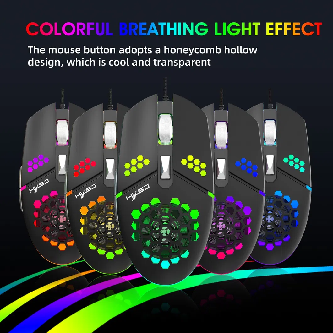 Optical Game USB Hollow Mouse Honeycomb Luminous Wired Mouse for PC Gamer