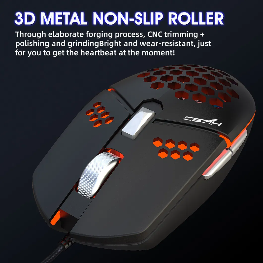 Optical Game USB Hollow Mouse Honeycomb Luminous Wired Mouse for PC Gamer