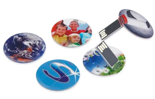 Promotional Mini Round Card Shaped USB Flash Memory with Keychain (CC010)