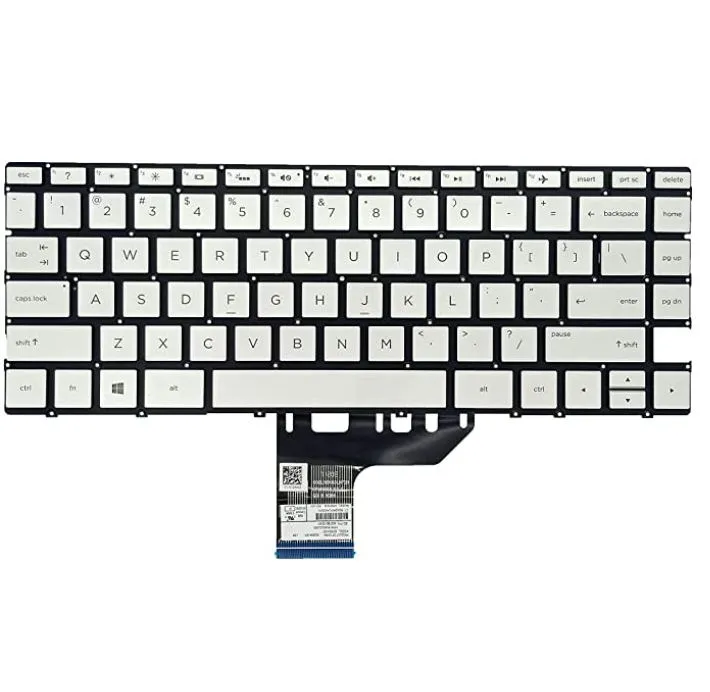 Replacement Keyboard Compatible with HP 13-AC Ae000 Laptop Silver Backlit Keyboard