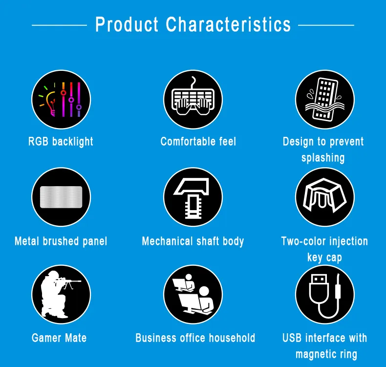 RGB Backlit Wired Gaming Mechanical Keyboard and Teclado Y Mouse Combo Set