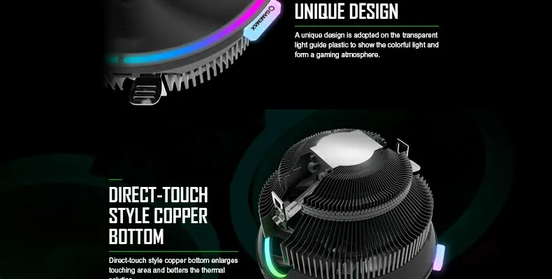 RGB Color CPU Air Cooler, Support Both Intel and AMD Cpus, Gamma200 by Gamemax