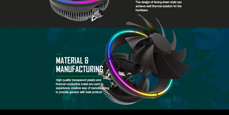 RGB Color CPU Air Cooler, Support Both Intel and AMD Cpus, Gamma200 by Gamemax