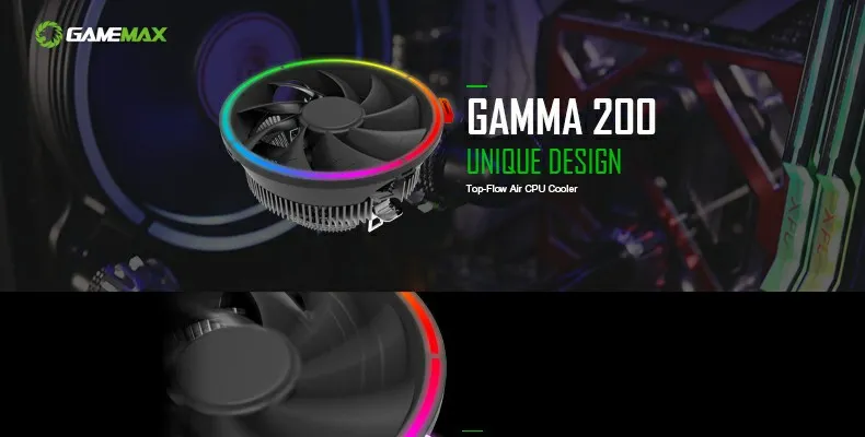 RGB Color CPU Air Cooler, Support Both Intel and AMD Cpus, Gamma200 by Gamemax