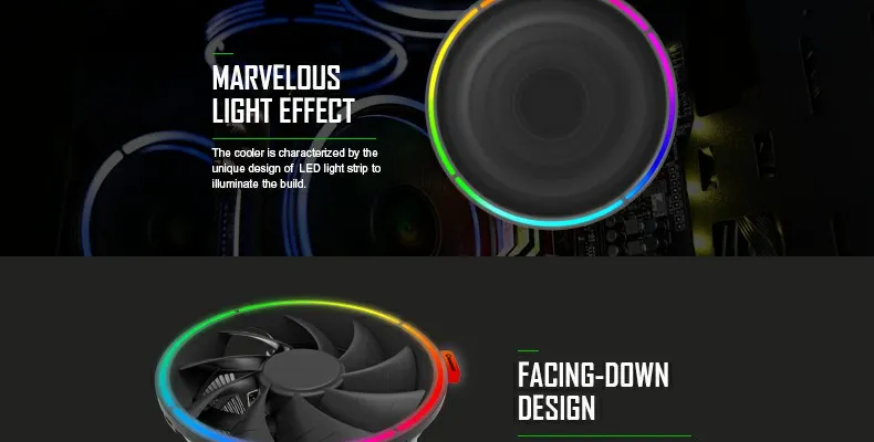 RGB Color CPU Air Cooler, Support Both Intel and AMD Cpus, Gamma200 by Gamemax