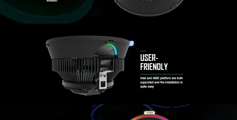 RGB Color CPU Air Cooler, Support Both Intel and AMD Cpus, Gamma200 by Gamemax