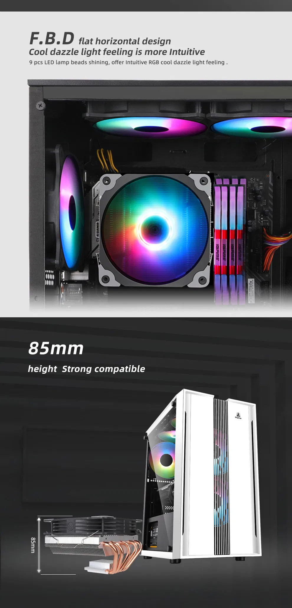 RGB Fan, 2.0 Heatpipes, Brushed Nickel Fins, AMD Ryzen CPU Radiator