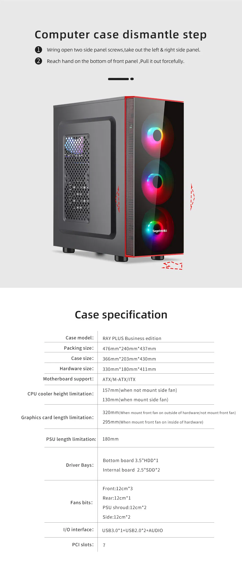 Segotep Acrylics Front Panel Three-Dimensional Heat Venting ATX Gaming Computer Case