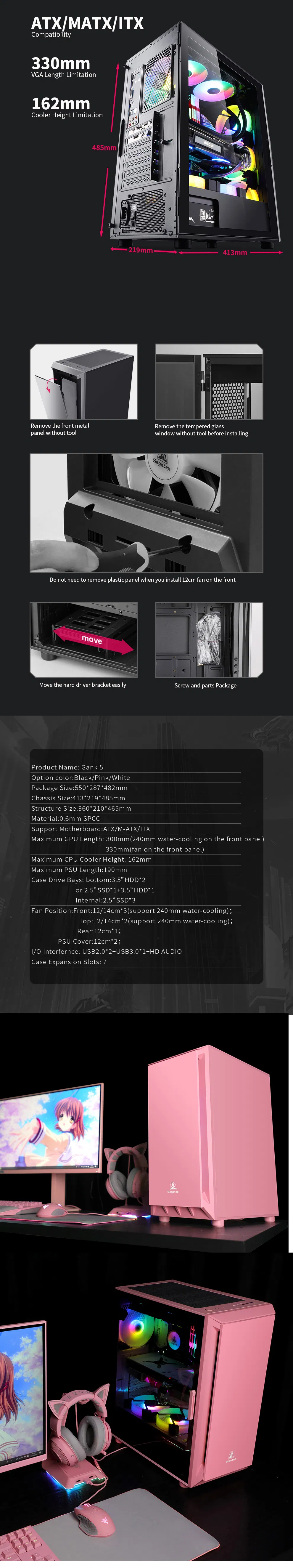 Segotep-Factory -OEM-ATX -Temper Glass Side-Easy to Assemble Front Panel-Gaming PC Computer Cases