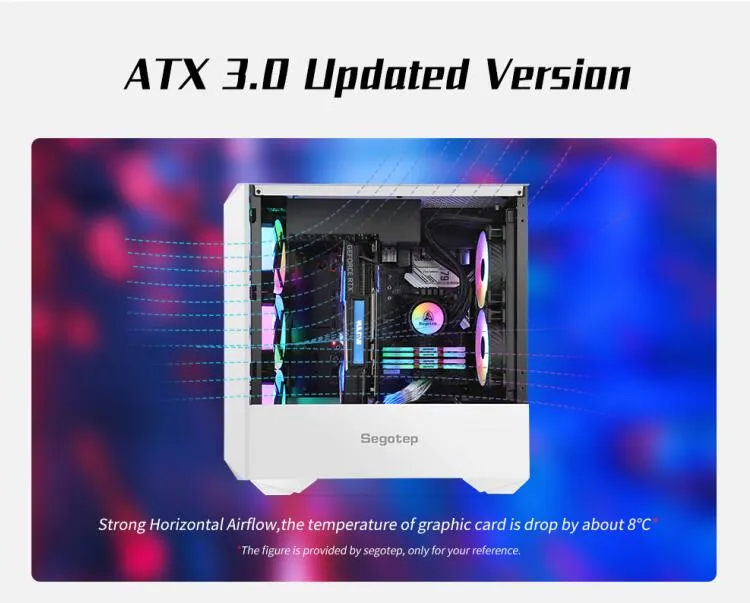 Segotep Factory Price ATX PC MID Tower RGB Front Panel Gaming Computer Case