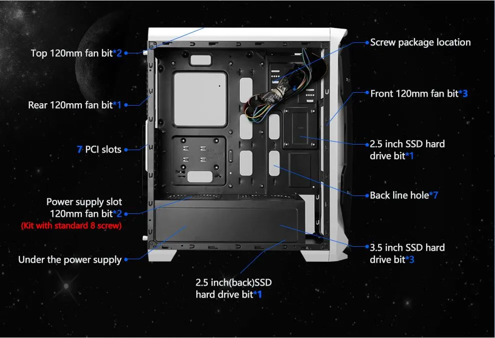 Segotep Halo Acrylic Panel Black and White ATX PC Gaming Case