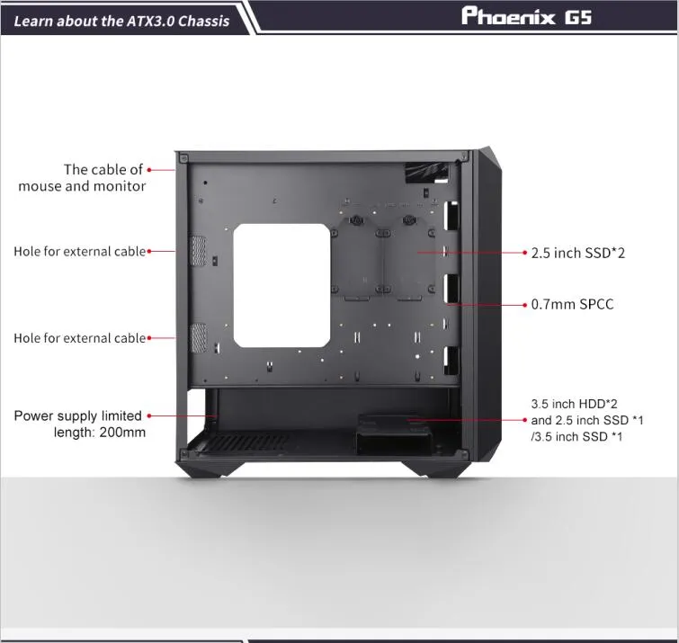 Segotep Phoenix G5 Tempered Glass Black/White MID Tower ATX RGB Computer Case