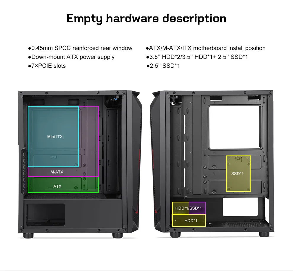 Segotep Snake 3 Gaming Case for Desktop, Support ATX Power Supply, Compact ATX MID-Tower PC Gaming Case - Front I/O USB Type-C Port - Cable Management System