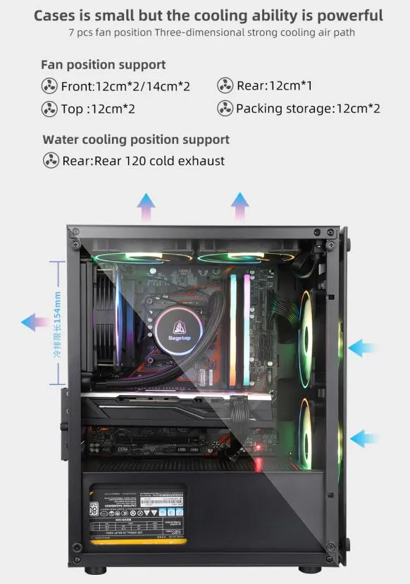 Segotep Widerm1 Motherboard DIY Business Office Household Silent ATX MID-Tower Gaming PC Computer Case