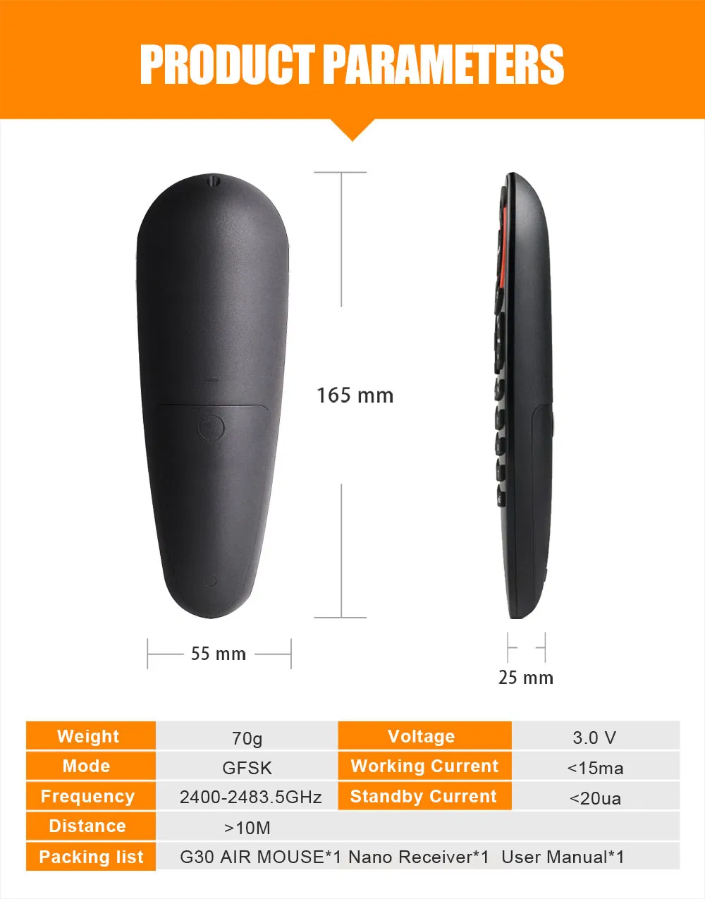 Smart Voice G30s Gyroscope Gyro Air Mouse 33keys Google Voice Control Remote Control