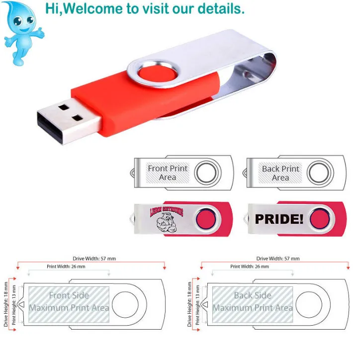 Swivel USB Flash Drive 16GB with Custom Logo