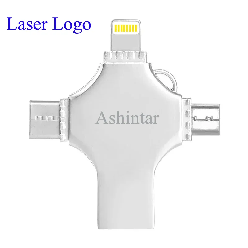 Type-C USB Flash Disk 4 in 1 Phone USB Pen Drive for iPhone & Android