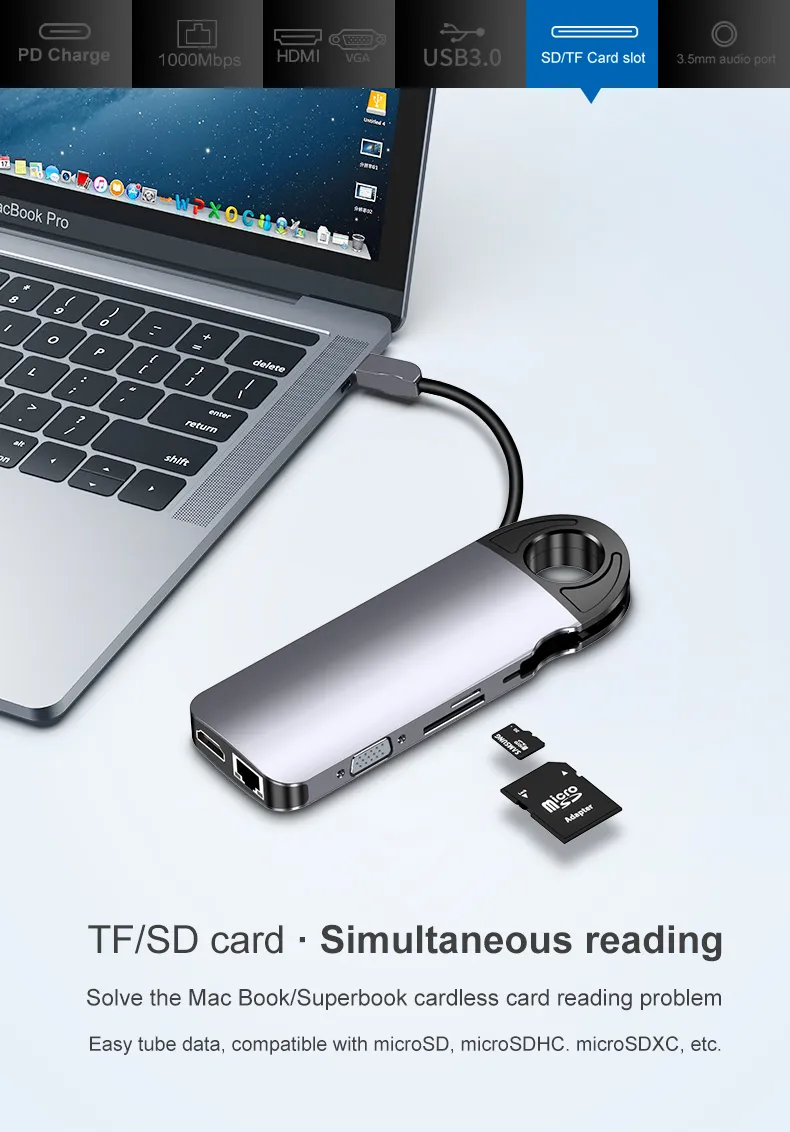 USB 3.0 10 in 1 Adapter Premium USB-C Hub