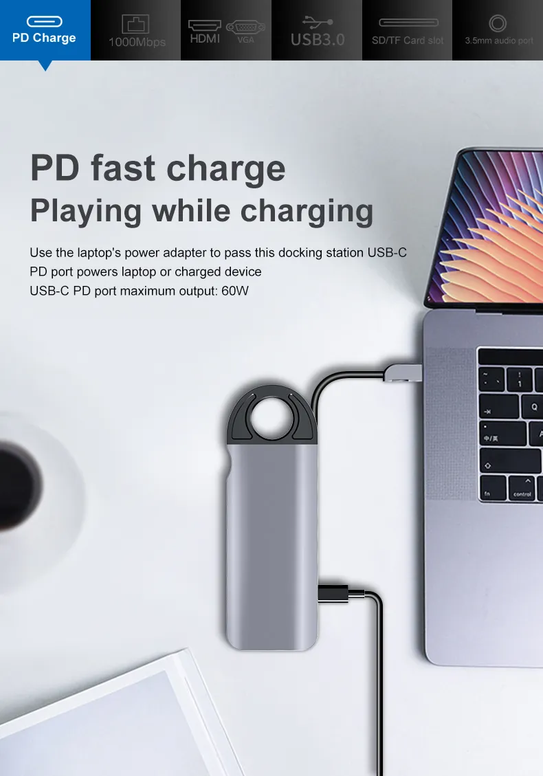 USB 3.0 10 in 1 Adapter Premium USB-C Hub