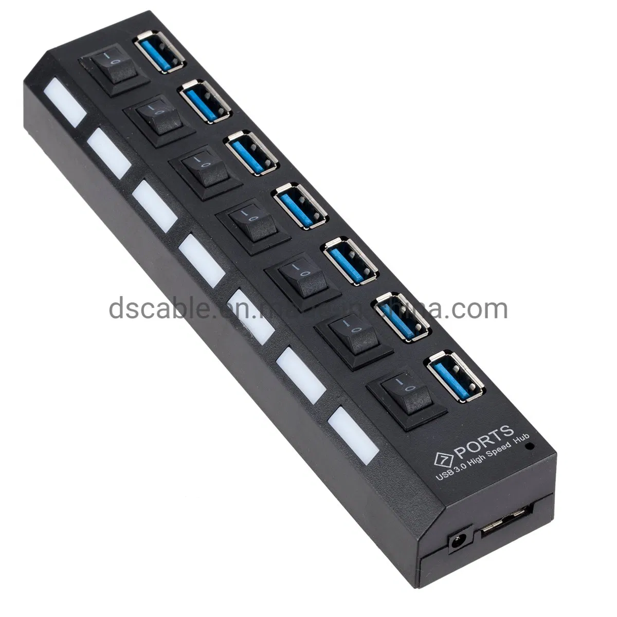 USB 3.0 7 Ports USB Hub with Switch with Power Adapter