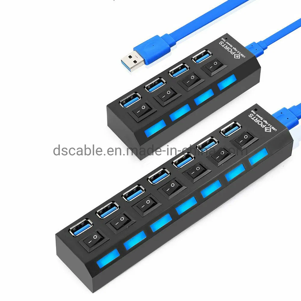 USB 3.0 Hub 7 Ports USB Hub Splitter Hub USB 3.0 with Switch Adapter Cable Splitter