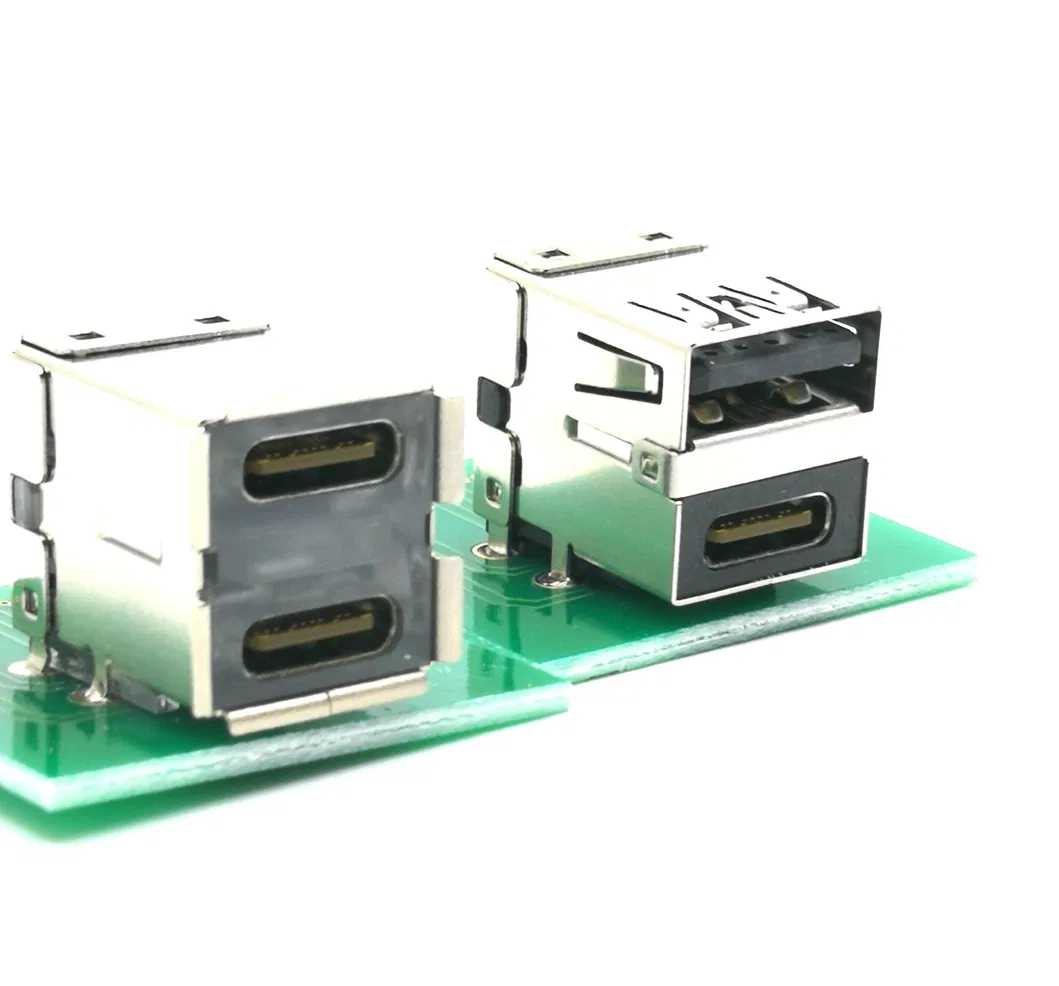 USB Connector, USB 3.1 Type C, Double Deck C Type + C Type, Right Angle PCB Type, Durability: 10, 000 Cycles Min. Gen1/Gen2, Built-in Mux, Cc, Pd IC Circuit