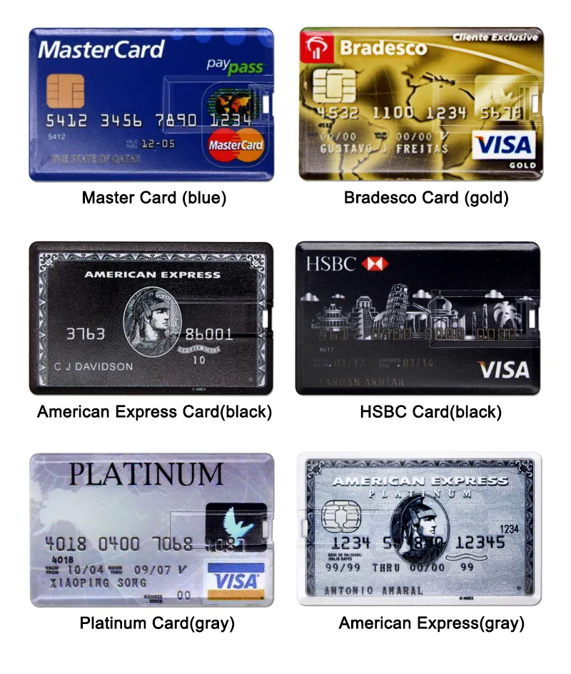USB Flash Drive High Speed Bank Credit Card USB Flash Pen Drive 4GB 8GB 16GB Pendrive 32GB 64GB USB Memory Disk USB Stick