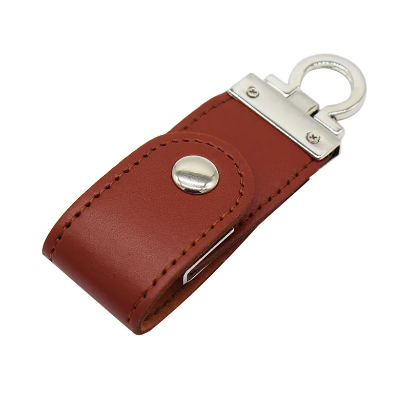 USB Flash Drive Leather Metal Keyring Pendrive Creativo USB 2.0 32GB 16GB 8GB 4GB