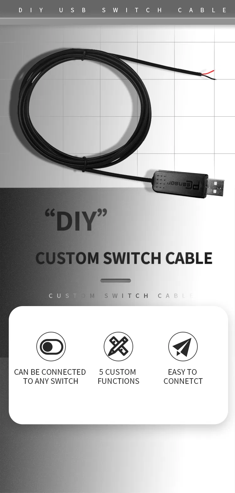USB Switch Cable Programmable Custom Keystroke DIY One USB Keypress Simulator Solution