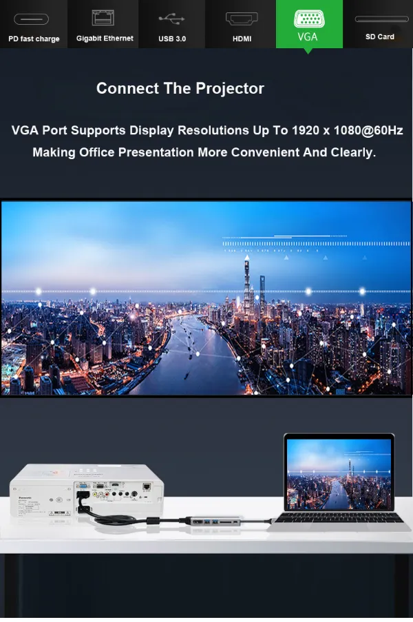 USB3.0 Hub Multi Function Type C Hub for MacBook 8 in 1 Type C Hub USB C to 4K HDMI SD/TF Card Reader Adapter