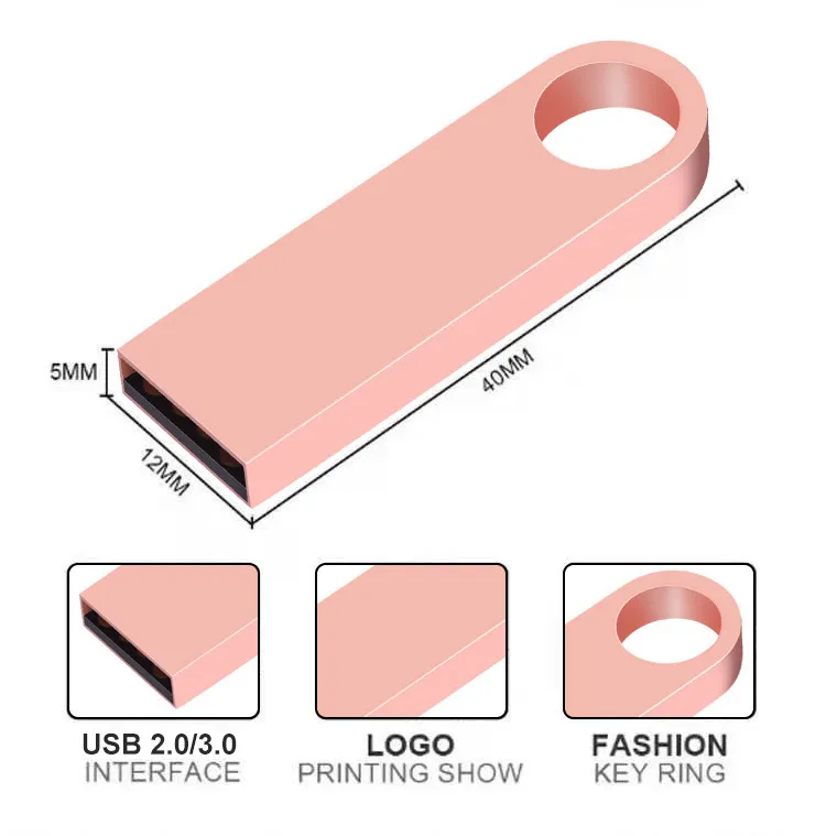 Wholesale Custom Logo USB Stick 2.0 Pen Drive 8GB 16GB 32GB 64GB 128GB 3.0 Metal USB Flash Drives